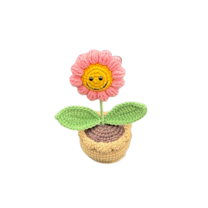 Muñeco de Ganchillo Hecho a Mano al por Mayor con Temática Floral de Girasol Sonriente, Planta en Maceta, Muñeco de Hilo, Regalo, Amigurumi, Arte en Papel, Vietnam - Product Image 4