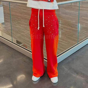 Hot Sale Men Casual <b>Sparkly</b> Rhinestone <b>Flare</b> Pants Mid Waist Slim Fit 100% Cotton Canvas Street Style Eco-Friendly Breathable - Product Image 2