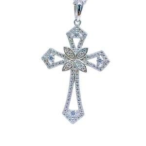 Collar con Colgante de Cruz de Moissanita Estilo Hip Hop Cristiano, 100% Pasa la Prueba del Diamante, Plata de Ley 925 - Product Image 2