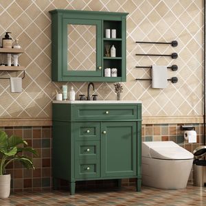 Mobile Bagno Moderno da 76 cm con Lavabo Integrato, 2 Cassetti e Cassetto a Ribalta per Organizzazione e Stoccaggio - Product Image 2