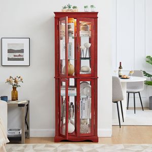 Vetrina Illuminata con Cornice in Legno per Vini, Giocattoli o Esposizione e Conservazione in Soggiorno - Product Image 3