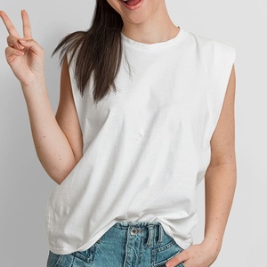 Camisetas sin mangas personalizadas al por mayor para hombre, de poliéster/algodón, cuello redondo, de secado rápido, con estampado por transferencia térmica, personalizables. - Product Image 6
