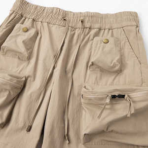 Men's Cargo Shorts Solid Color Mid Waist Drawstring Closure Canvas Material Casual Style Breathable Pocket Design - Product Image 5