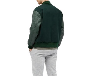 Veste bomber universitaire respirante en laine molten 100% avec logo personnalisé, manches en cuir de vachette véritable, pour l'hiver - Product Image 2