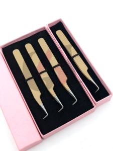 Pinzas para Extensión de Pestañas GETUP BROSONS IMPEX de Alta Calidad, Recubrimiento en Polvo Latte, Agarre de Diamante de 90 Grados, Acero Inoxidable - Product Image 6