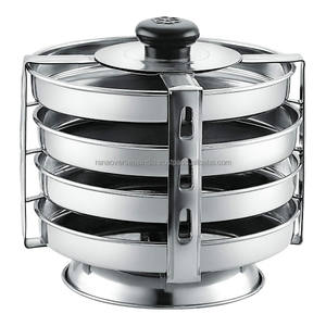 Soporte para Dhokla e Idli de Acero Inoxidable Ecológico con 4 Platos y Asa de Baquelita, Compatible con Todas las Cocinas y Vaporeras - Product Image 1