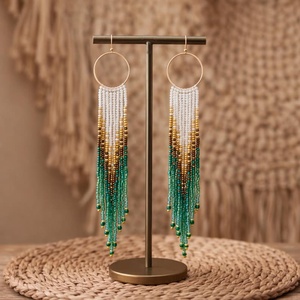Perles personnalisables bohèmes pour femmes, tissées à la main, avec longues pampilles, tendance pour mariages et fêtes, fournitures de perles - Product Image 6