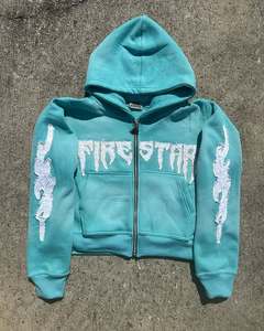 Sudadera con Capucha de Forro Polar Azul Aqua Personalizada, con Parche de Chenilla Bordado, Corte Regular, Ropa Urbana de Invierno para Hombre, Alta Calidad - Product Image 6