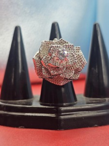 <b>Iced</b> Out Moissanite Rose <b>Ring</b> 925 Silver Finish Statement Jewelry Wedding & Engagement Diamond <b>Rings</b> for Men's with VVS Clarity - Product Image 4