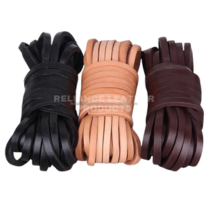 Cordon en cuir plat brun foncé de 4 mm, sangle en cuir pour bracelet et collier DIY - Product Image 4