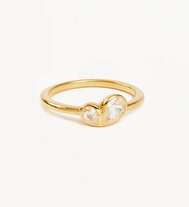 Anillo de Compromiso Minimalista con Símbolo de Corazón y 2 Piedras para Mujer, Circonita Cúbica, Corte Pera, Plata de Ley 925, Engaste Biselado - Product Image 4