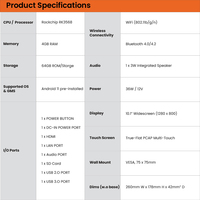 PC industriel Android 11 multi-touch PCAP 10,1 pouces RK3568 4 Go de RAM, luminosité élevée 300 nits, sans ventilateur, pour casier intelligent