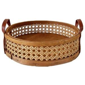 Panier multifonctionnel en rotin tressé artisanal et écologique, support à fruits avec poignée, organisateur en bambou pour la maison - Product Image 1