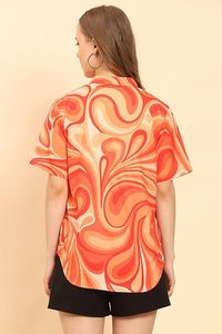 Camisa informal con estampado floral tropical para mujer, cuello en V, manga corta, blusa de playa con botones, blusa suave de verano - Product Image 3