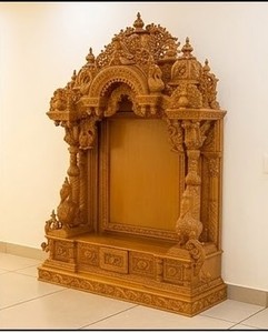 South Indian Style Teak Wood Temple For Puja Room Handcrafted Iskcon Brown <b>Mandir</b> Customized Temple Cabinet Home UK - Product Image 4
