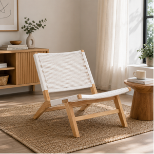 Sillas de Restaurante Modernas y Elegantes Hechas de Madera de Teca Sólida Combinada con Cordón Resistente, Aptas para Uso en Interiores y Exteriores - Product Image 2