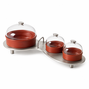 Un présentoir à snacks polyvalent à trois niveaux, conçu pour les réceptions modernes et le service de restauration professionnel, idéal pour la présentation. - Product Image 6