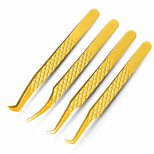 ชุดแหนบต่อขนตาเคลือบทอง ปลายแหลมละเอียด สำหรับต่อขนตา ใช้ในร้านเสริมสวย - Product Image 1