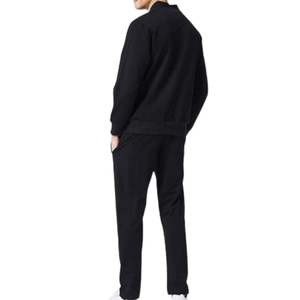 Ensemble de survêtement streetwear pour homme en polyester et élasthanne noir, avec fermeture éclair, logo personnalisé et passepoil, respirant, pour jogging - Product Image 3