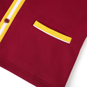 Custom Sorority & Fraternity Maroon V-Neck <b>Cardigan</b> Yellow <b>White</b> Trim Embroidered Greek Letter Fleece Men's Wear Quick Dry 2026 - Product Image 6