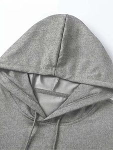 Camiseta con Capucha de Manga Corta para Hombre, Color Gris Sólido, Corte Regular, Estilo Casual, Tejido de Punto Transpirable y Ecológico, 240g - Product Image 3