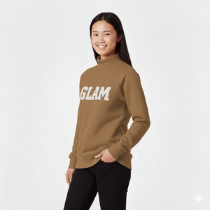 Pull-over oversize raffiné et moderne pour femme, col montant, coupe longue, en tissu velouté respirant et doux, idéal pour l'hiver et l'automne - Product Image 1