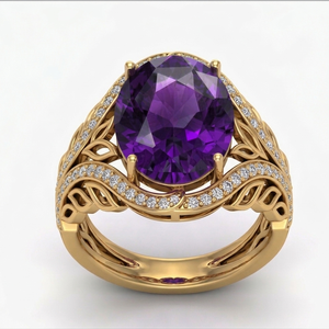 Best Selling Blue Amethyst 925 Sterling Silver 18K Gold Plated <b>Ring</b> US 6 8g Trendy Wholesale Top Product - Product Image 1