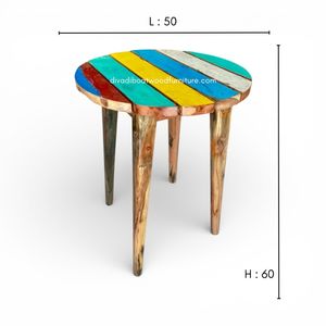 Mesa de Centro Artesanal de Diseño Redondo con Ranura, Madera de Barco Reciclada, Color Natural, para Interiores y Exteriores, Muebles para Hogar y Jardín - Product Image 1