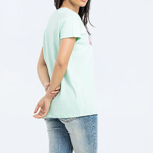 Camiseta de Mujer Transpirable, Nueva Camiseta de Mujer 100% Algodón, Cuello Redondo Informal, Manga Corta, Camiseta Estampada para Mujer - Product Image 6