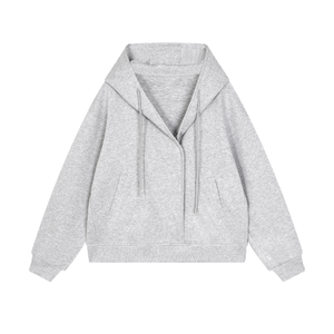 Sudadera con Capucha para Hombre, Corte Recto, Cierre de Botones, Transpirable, 100% Algodón, 340 GSM, Color Sólido, Estilo Tejido Francés para Invierno - Product Image 1