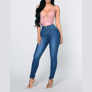Jeans de Mezclilla Ajustados de Cintura Alta para Mujer, Largos, Elásticos, de Algodón y Spandex, Casuales, para Otoño - Product Image 3
