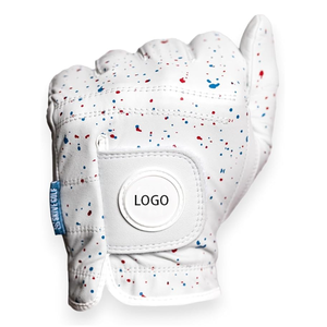 Gant de golf en cuir véritable de qualité supérieure avec motif goutte coloré, main droite, antidérapant, fermeture auto-agrippante, logo personnalisé, OEM, unisexe, poignées de sport - Product Image 1