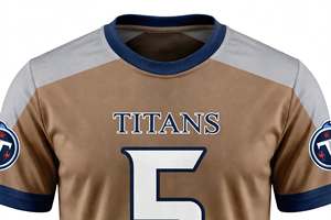 Camiseta de Fútbol Americano Personalizada Uniforme de los Titans Ropa Deportiva de Manga Corta Sublimada Atlética Marrón Azul Marino Blanco Profesional - Product Image 3