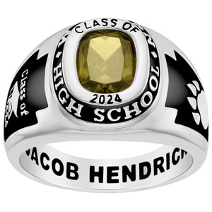 <b>Personalized</b> 925 Sterling Silver Class Ring Graduation School College Ring Custom Birthstone Student Celebration Ring - Product Image 3