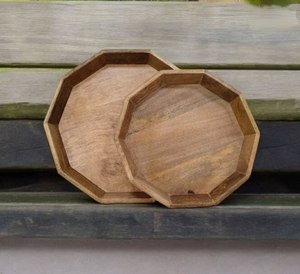 Bandeja de Madera Natural Estilo Rústico para Servir Desayuno, Exhibir Alimentos o Usar en Mesa de Centro, Bandejas de Almacenamiento de Fábrica al Mejor Precio - Product Image 6