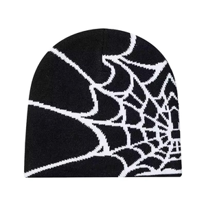 Gorro de Punto Acrílico Unisex con Diseño de Araña Jacquard, sin Puño, Gorro de Invierno Corto de Acrílico con Logotipo Personalizado al por Mayor para Hombre - Product Image 3