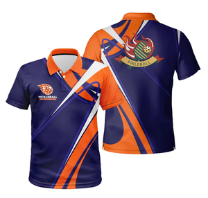 เสื้อโปโลทีมพิคเคิลบอลชาย สีดำ เทา เหลือง พิมพ์ลายแบบซับลิเมชั่น แห้งเร็ว ดีไซน์สปอร์ต โลโก้ด้านหน้า ติดกระดุม - Product Image 5