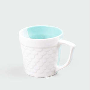 Set of 6 Fish Scale Textured Ceramic <b>Tea</b> <b>Mugs</b> Porcelain Vintage Style 90ml/200ml/220ml Cups for Afternoon <b>Tea</b> - Product Image 4