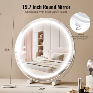 Smart Touch Control LED Makeup <b>Mirror</b> 20 <b>Vanity</b> <b>Mirror</b> <b>Lights</b> 360 5X Magnification 3 Color Lighting Modes - Product Image 5