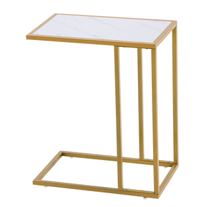 Tavolino Laterale Moderno in Marmo Bianco Semplice 30x48x61cm, Tavolino Pieghevole per Soggiorno o Camera da Letto - Product Image 2