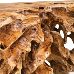 Ensemble de table en racine de teck rustique de luxe artisanal, tabourets en bois naturel, meubles de salon, villas, cafés, non pliable - Product Image 4