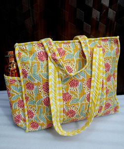 Top Selling Green Jungle Zebra Leopard Bird Cotton Kantha Quilted Storage Tote <b>Bag</b> Women Shoulder Travel Carrying Handle <b>bag</b> - Product Image 4