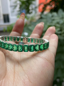 กำไลข้อมือเงินแท้ 925 สุดหรู ประดับเพชรทรงเหลี่ยมมรกต เพาะเลี้ยงในห้องปฏิบัติการ สี E/F ความสะอาดระดับ VS-VVS รับรองโดย IGI เหมาะสำหรับผู้หญิงสวมใส่ทุกวัน - Product Image 3