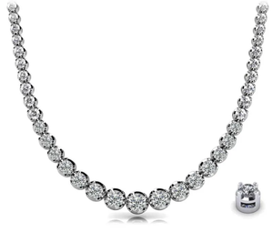Women's Rhodium Plated Diamond <b>Choker</b> Necklace Round Brilliant Cut Prong Setting Classic Bead Chain Wedding Jewelry - Product Image 1