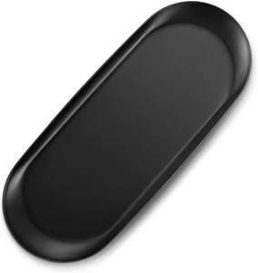 Juego de Bandejas Ovaladas Negras Mate para Baño, Organizador de Baño Minimalista, Bandeja de Metal para Perfumes, Decoración Moderna Hecha a Mano - Product Image 1