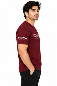 เสื้อยืดผู้ชาย OEM ผ้าฝ้าย 100% ทรงปกติ แขนสั้น คอกลม สีพื้น ผ้าถัก ยับยาก ระบายอากาศ แห้งเร็ว 230 กรัม สไตล์ลำลอง - Product Image 4