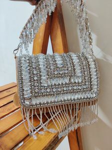 Elegant Luxury Seed <b>Bead</b> Embroidered Crossbody Shoulder Handbag Adjustable Strap ZIP Waterproof Durable Lightweight <b>Large</b> - Product Image 4