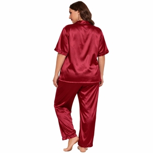 Conjunto de Pijama de Satén para Mujer, Manga Corta, con Botones, Ropa de Dormir de Lujo, Ajuste Cómodo, Estilo Lujoso - Product Image 2