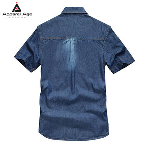 บริการ OEM เสื้อเชิ้ตยีนส์ผู้ชายแบบกำหนดเอง คุณภาพพรีเมียม ยีนส์ลำลองทรงเข้ารูป/โอเวอร์ไซส์ พร้อมโลโก้สั่งทำ สำหรับขายส่ง - Product Image 2