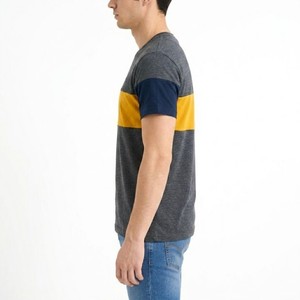 Top Quality <b>Stripe</b> Panel <b>T</b> <b>Shirt</b> <b>Men</b> Half Sleeve Soft Cotton Breathable Casual Summer Wear Comfortable Stylish Daily Outfit - Product Image 3